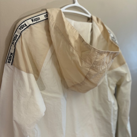 Kappa Pull Over Half Zip 2 Tone Cream & Tan Hooded Jacket - Picture 9 of 11